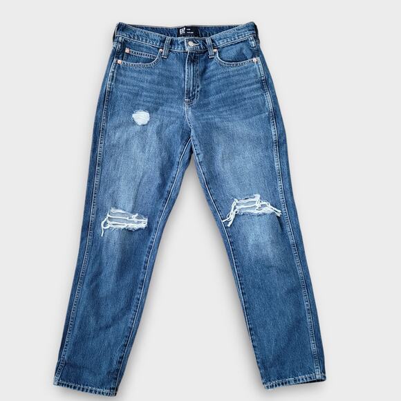 GAP High Rise Distressed Mom Medium Wash Jeans Women Sz 6 28R - Picture 2 of 11